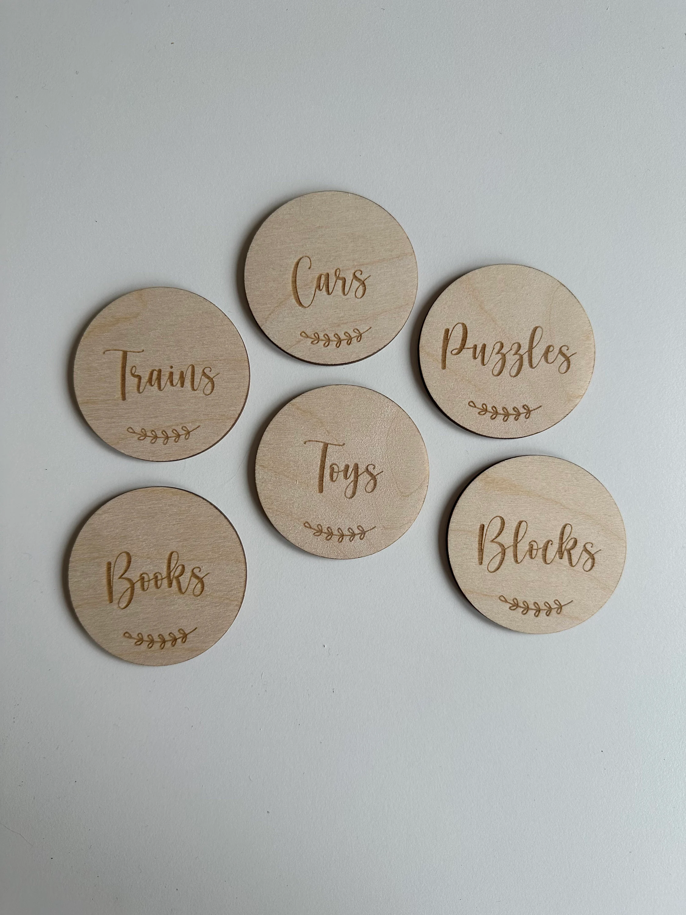 Boho Wooden Engraved Nursery Storage Labels image 4