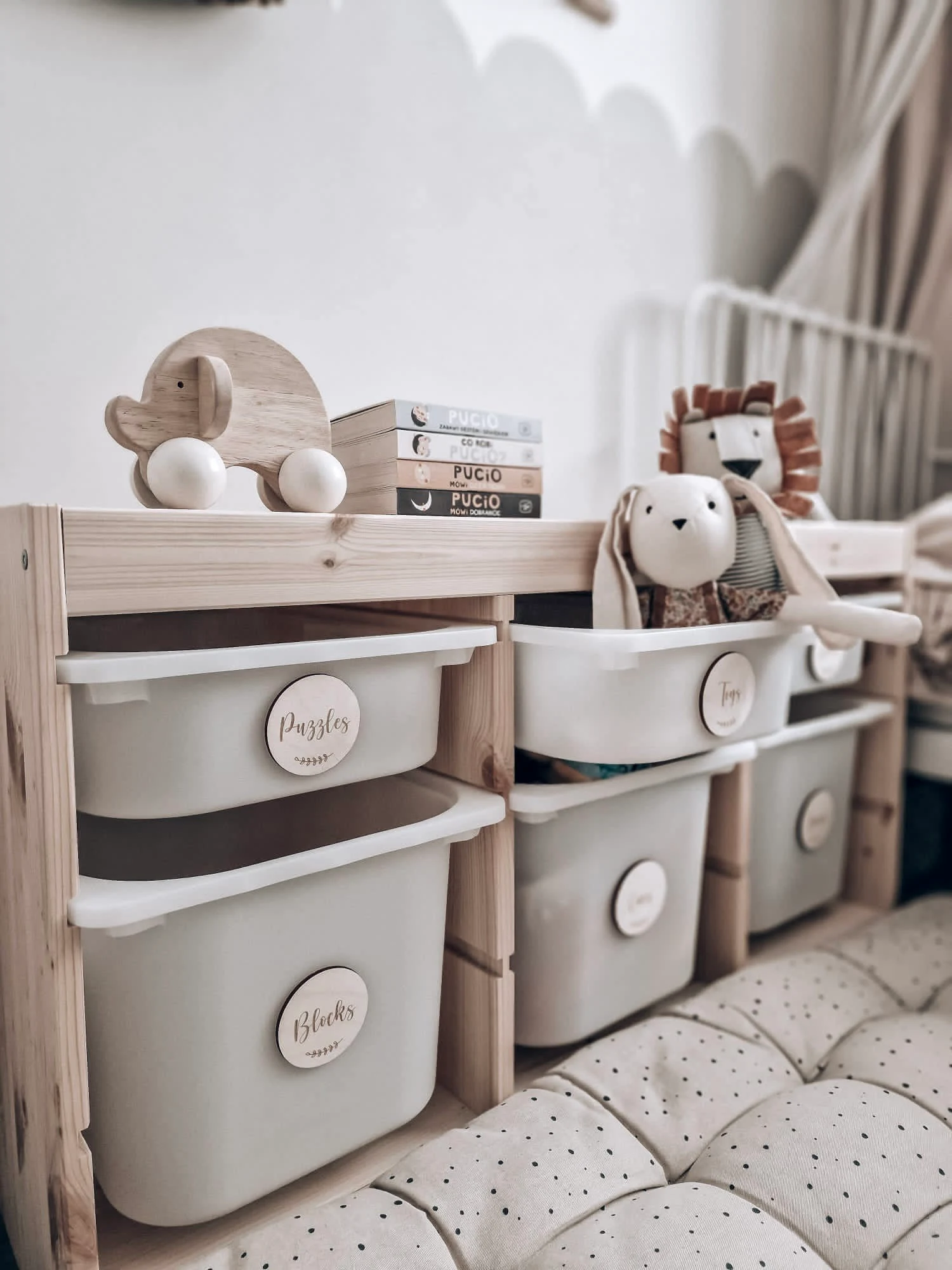 Boho Wooden Engraved Nursery Storage Labels