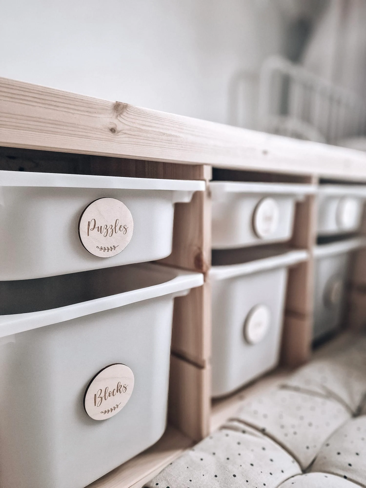 Boho Wooden Engraved Nursery Storage Labels alternate view