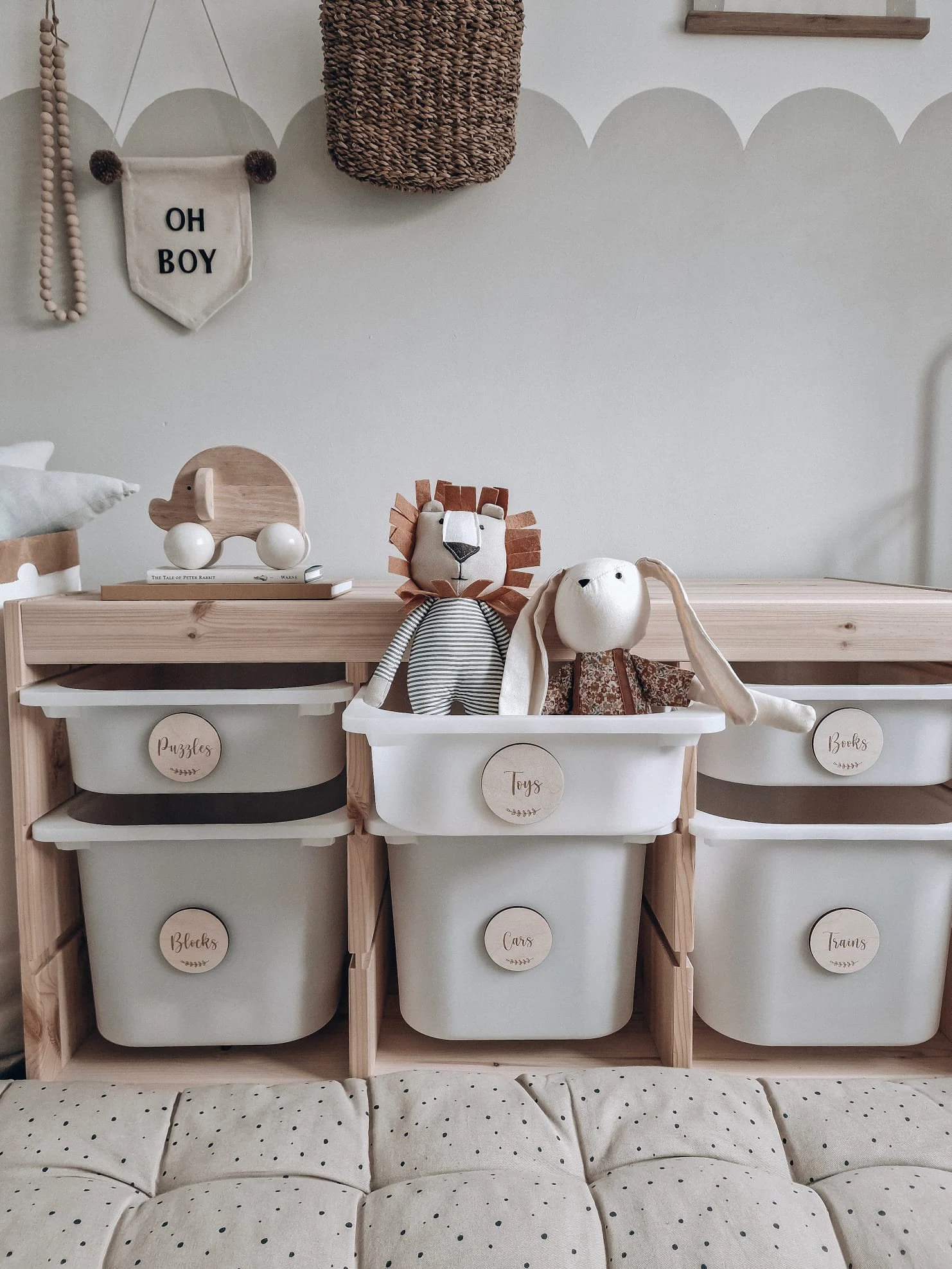 Boho Wooden Engraved Nursery Storage Labels image 3