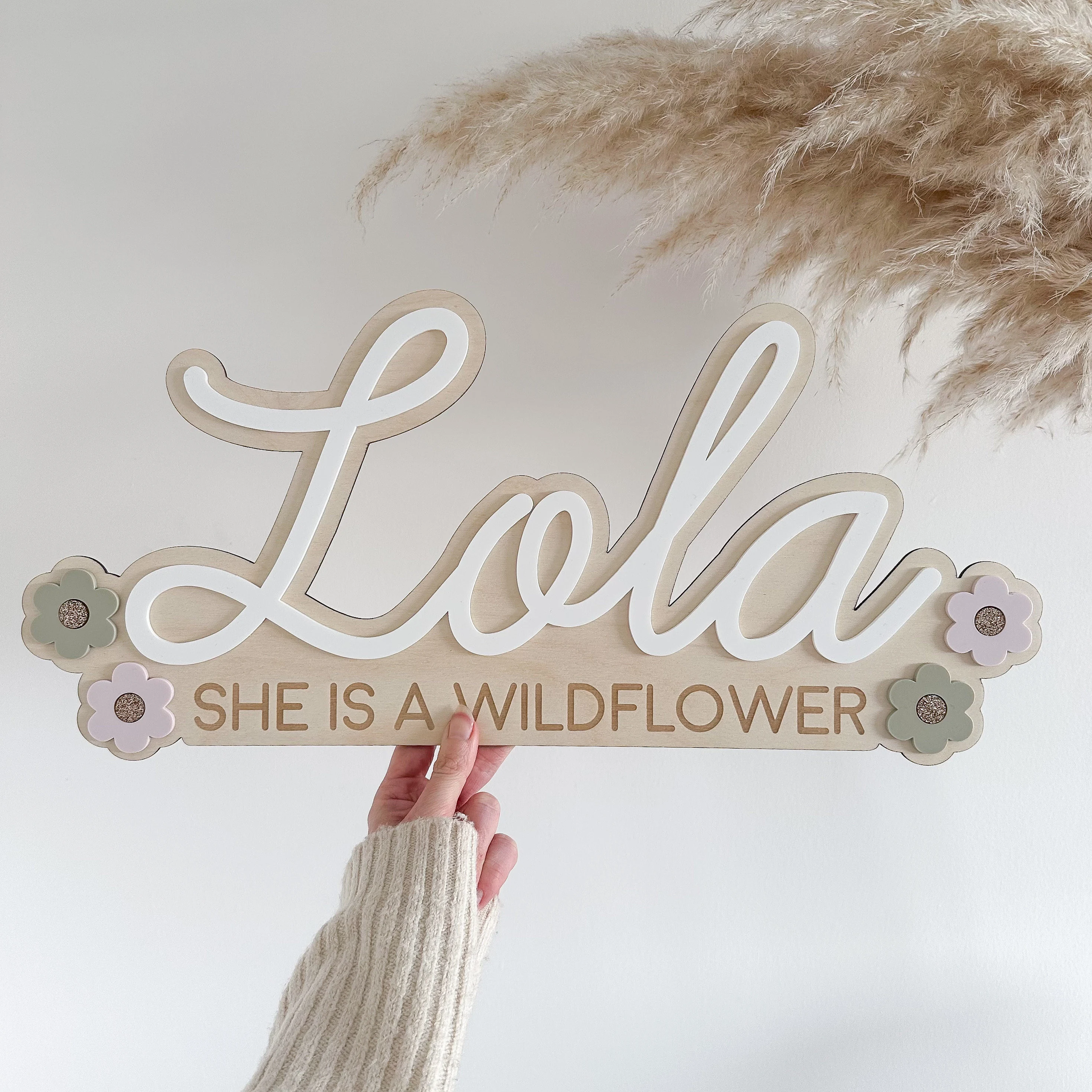 Double Layered Floral Name Wall Sign image 5