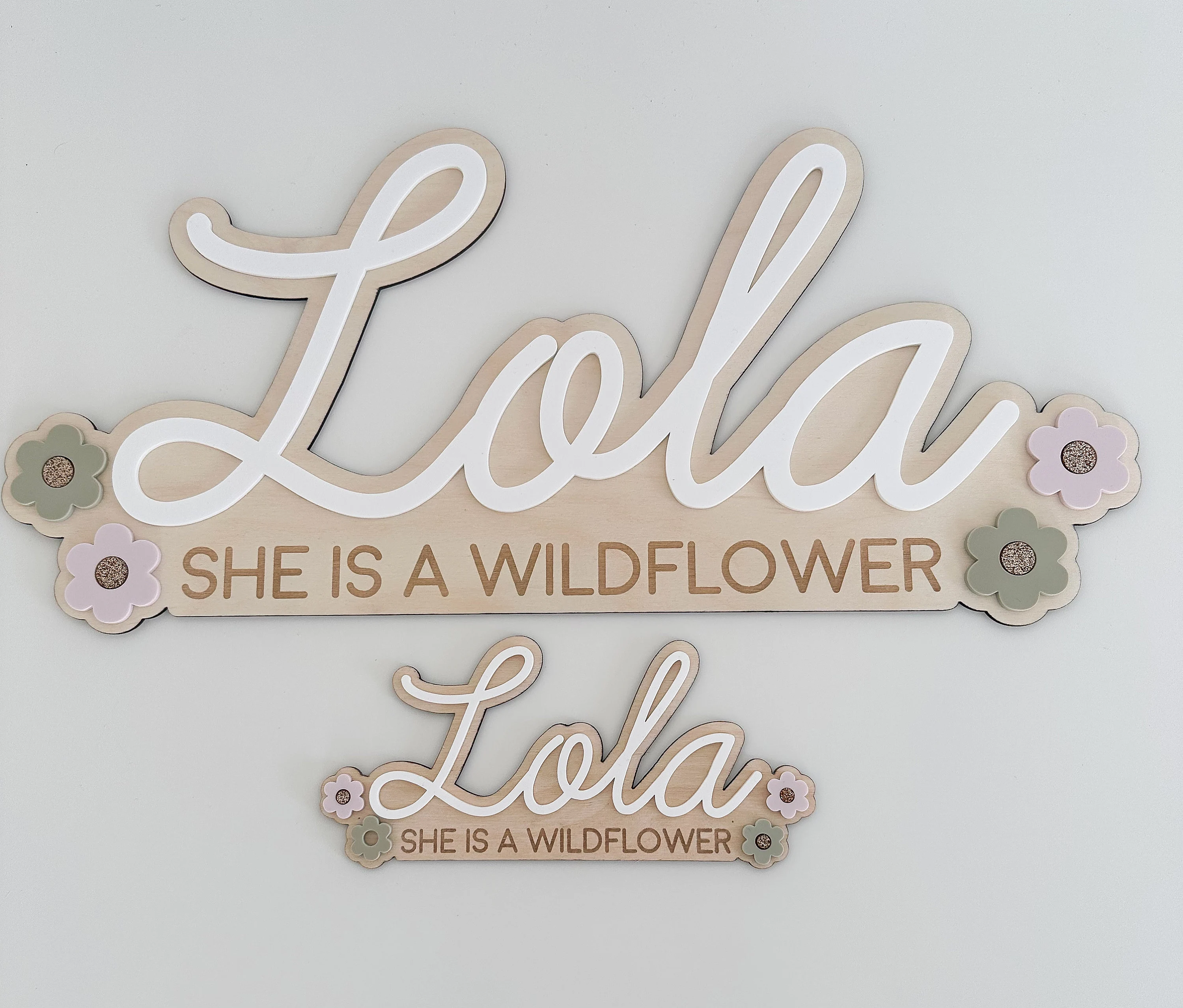 Double Layered Floral Name Wall Sign image 4