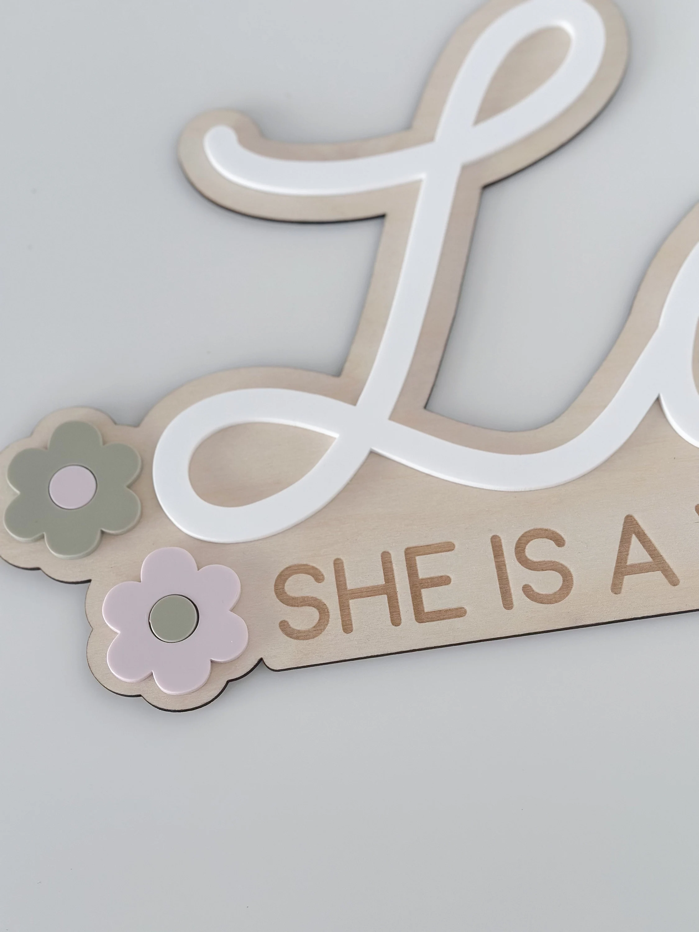 Double Layered Floral Name Wall Sign image 3