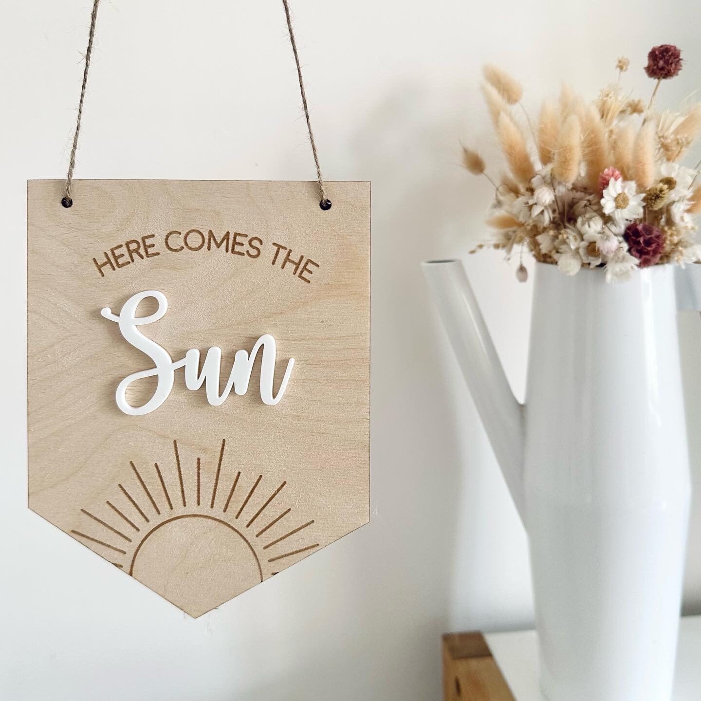 Here Comes the Sun Wooden Hanging Banner image 3