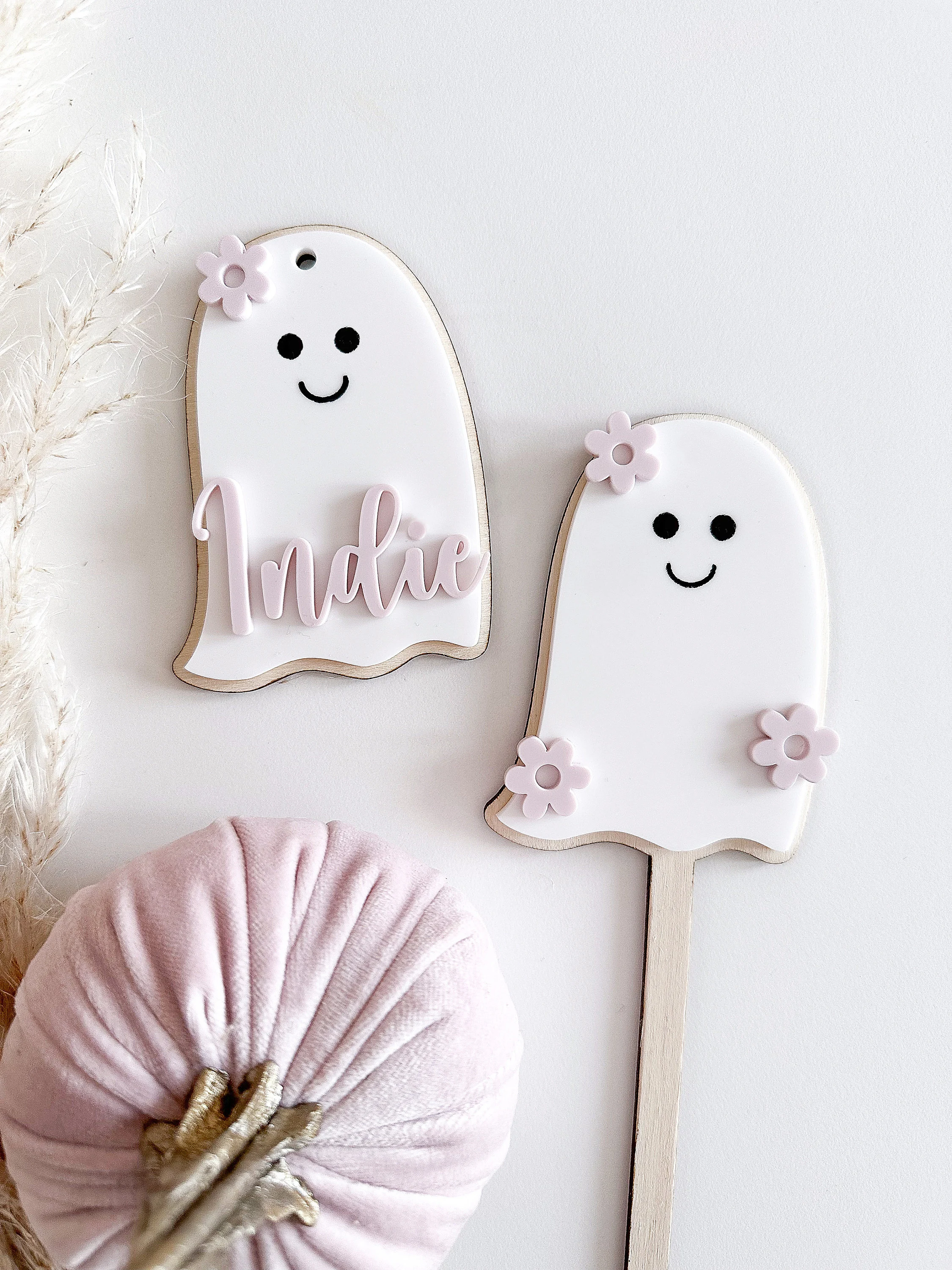Personalised Cute Ghost Halloween Boo Basket Tag image 3