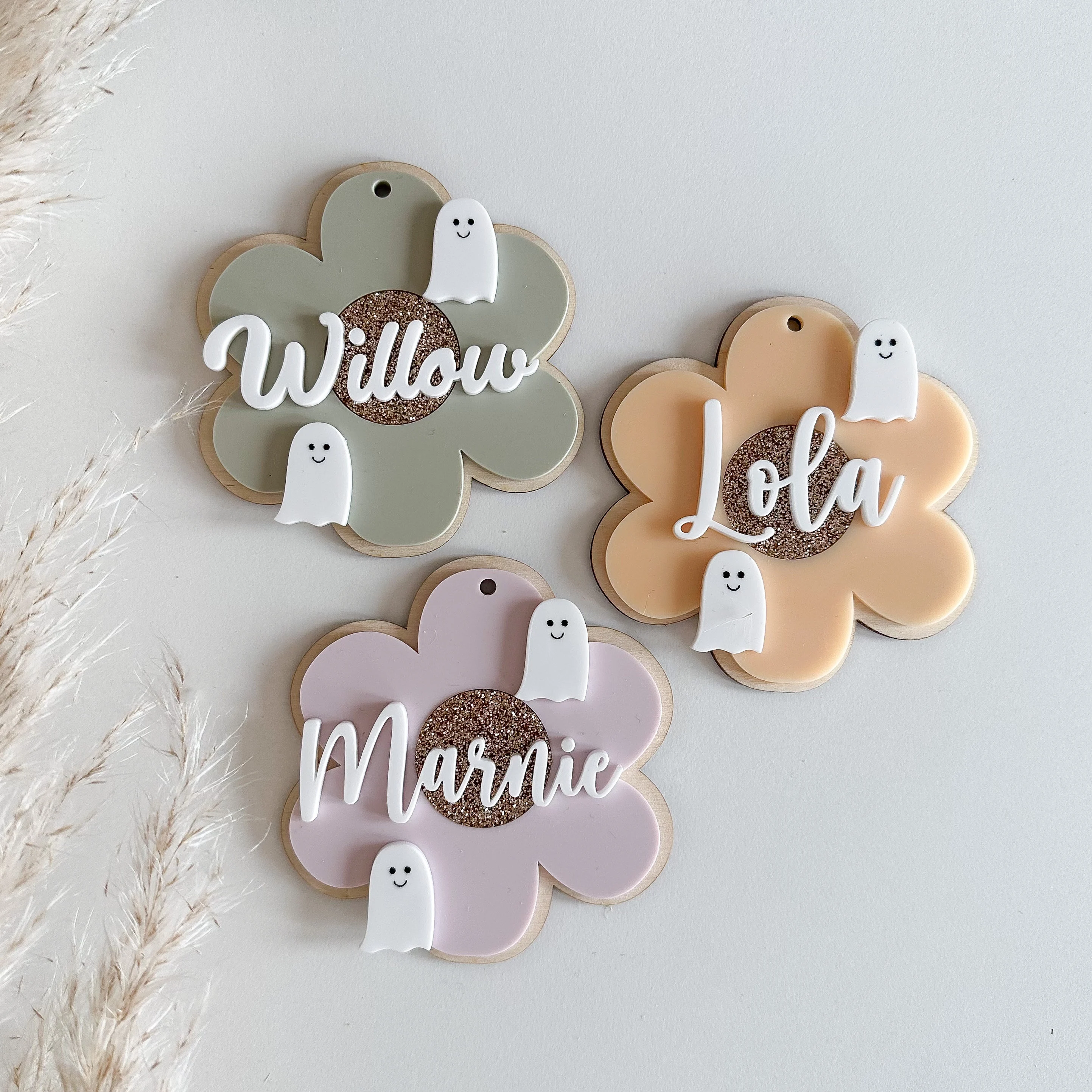 Personalised Daisy and Ghost Boho Halloween Boo Basket Tags image 3