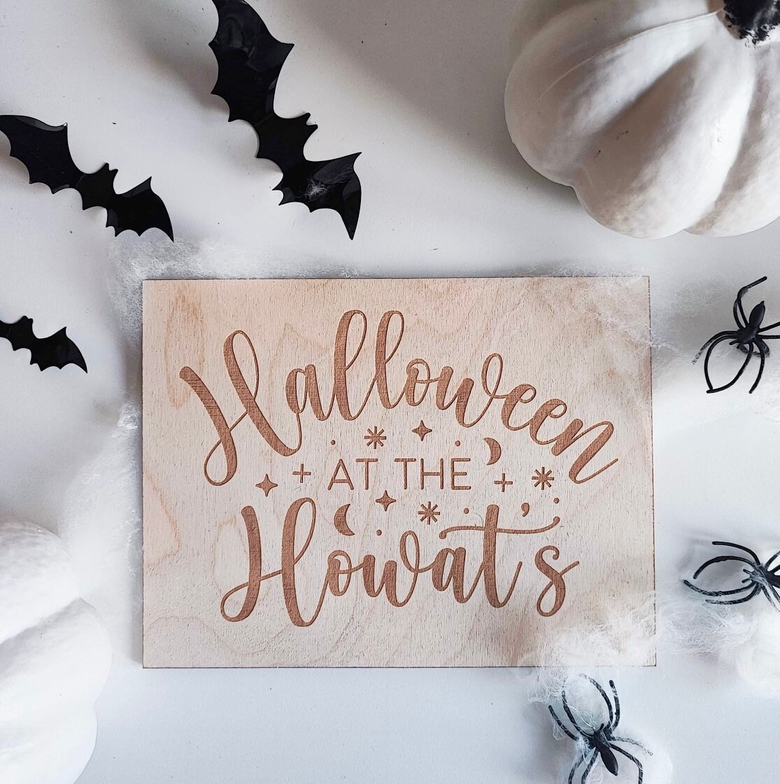 Personalised Halloween Wooden Family Name Plaque