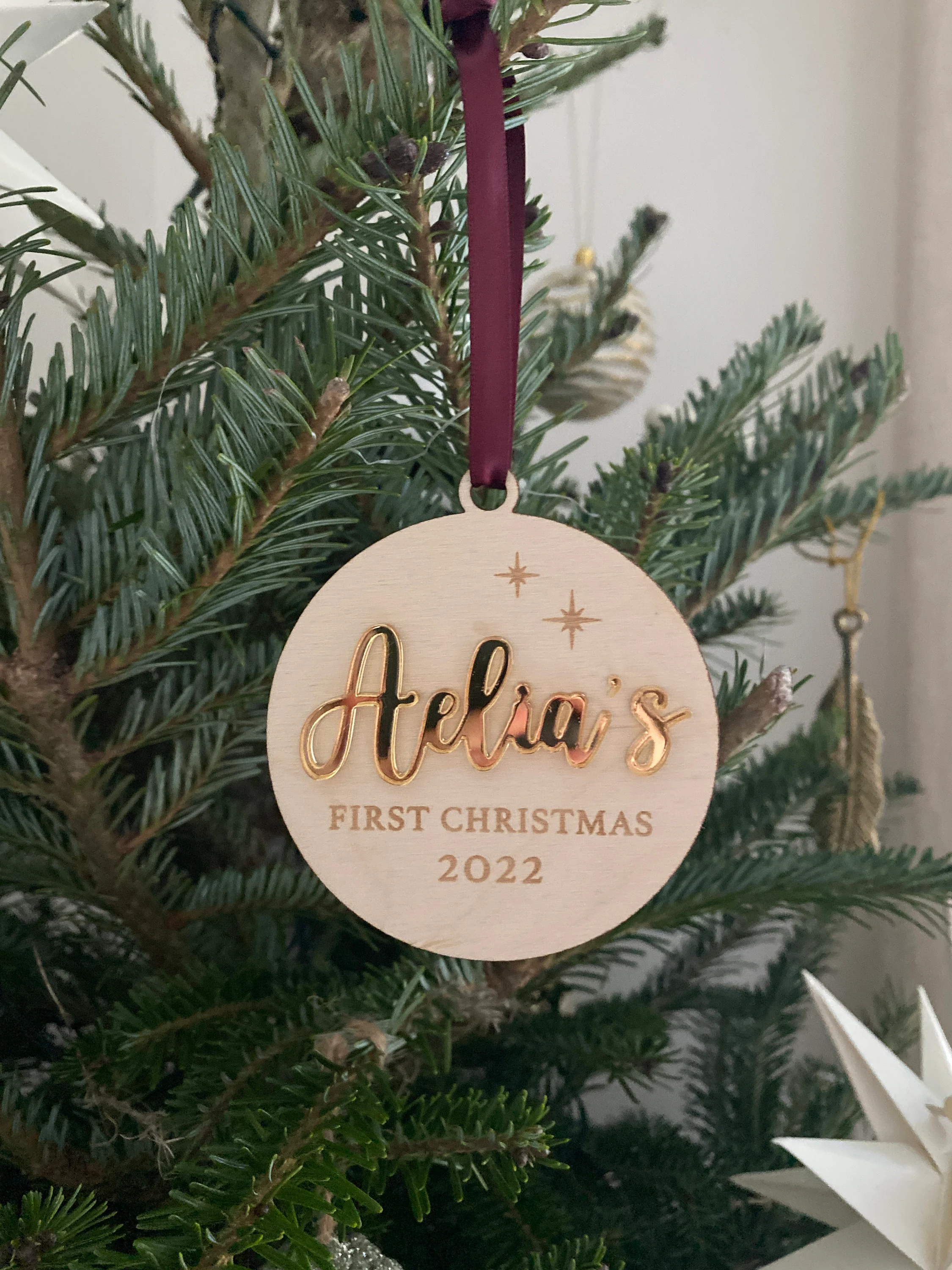 Personalised My First Christmas Wooden Milestone Disc image 5