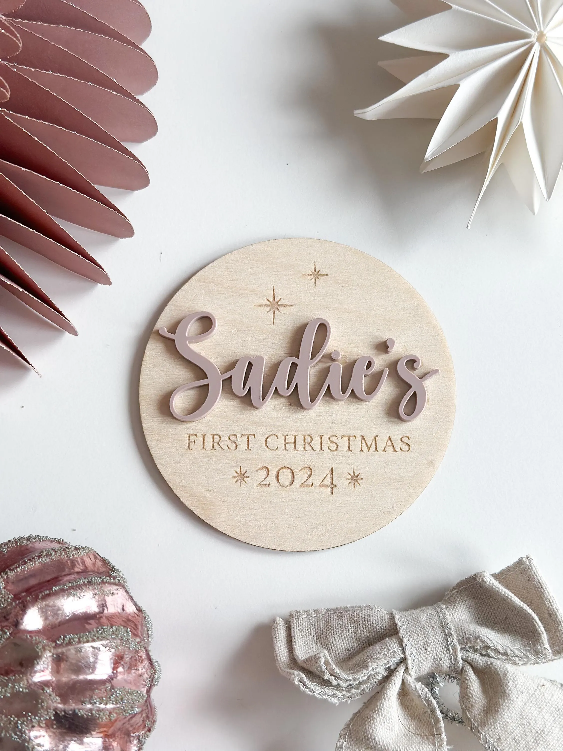 Personalised My First Christmas Wooden Milestone Disc alternate view