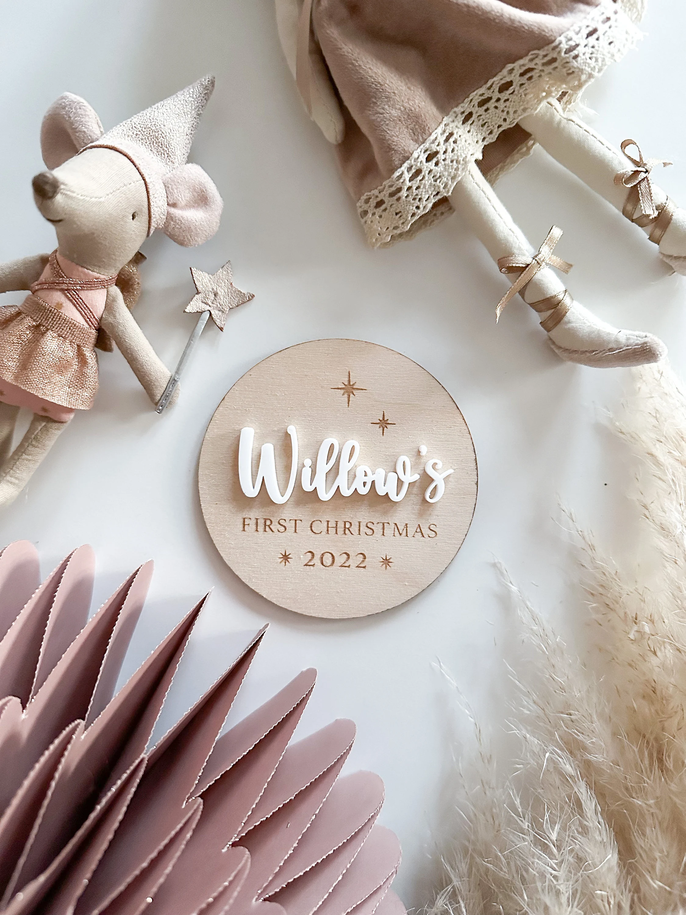 Personalised My First Christmas Wooden Milestone Disc image 3