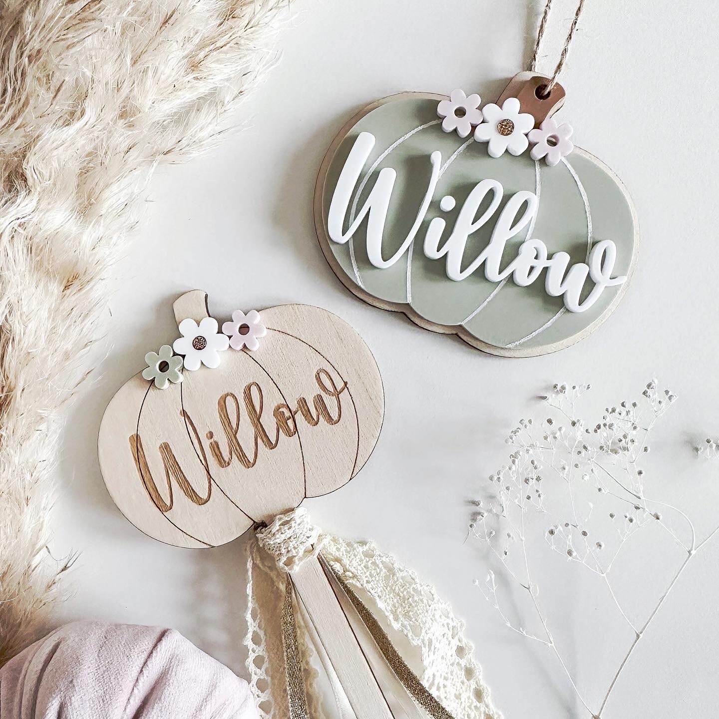 Personalised Wooden Boho Pumpkin Wand alternate view