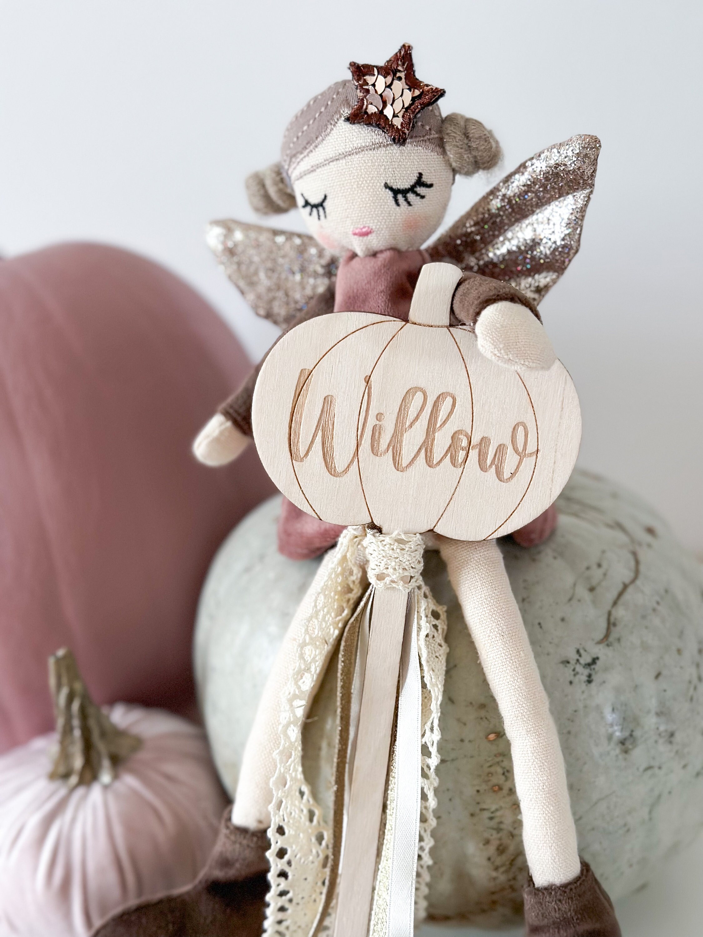 Personalised Wooden Boho Pumpkin Wand image 3