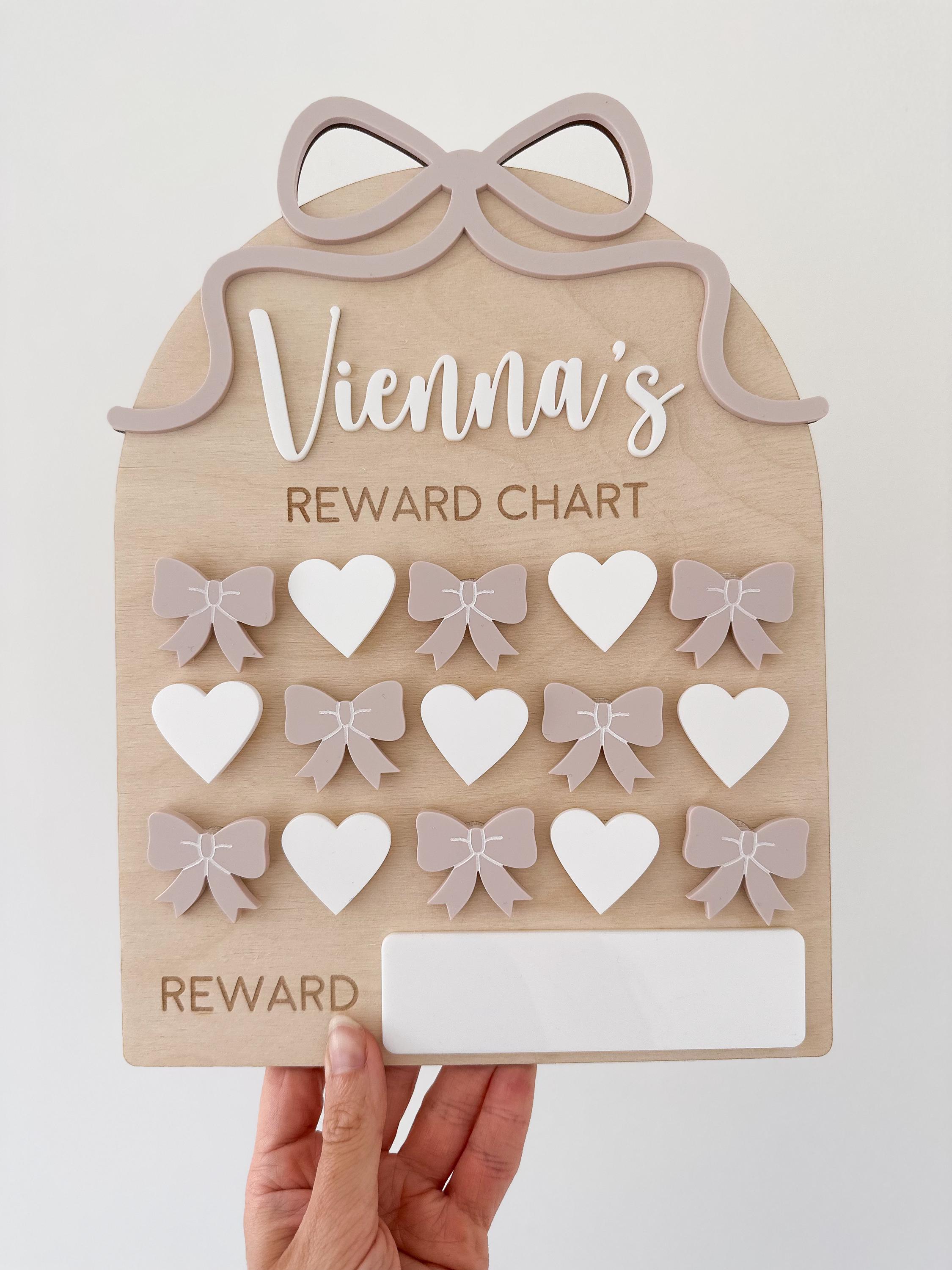 Personalised Reusable Bow and Heart Reward Chart