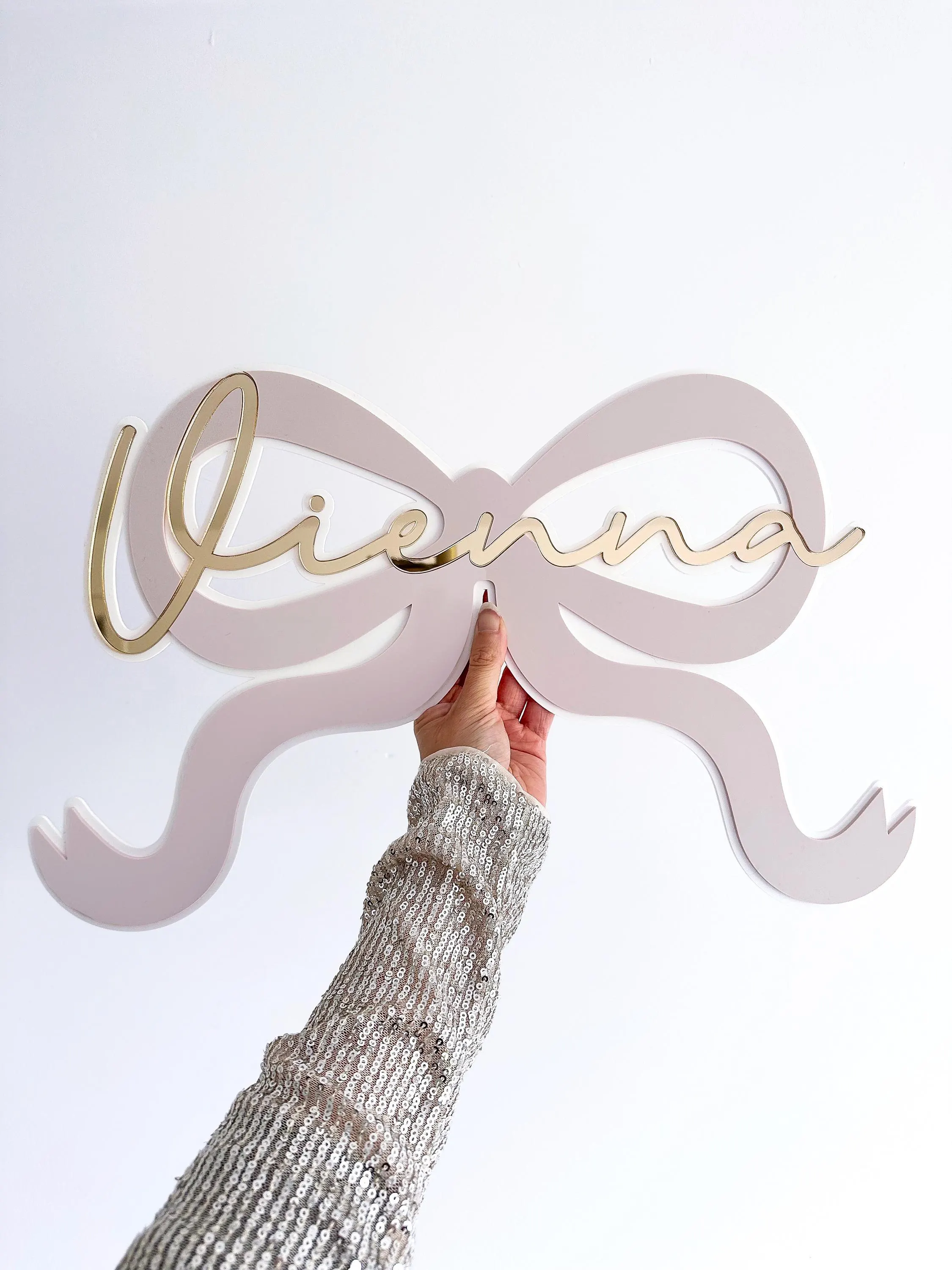 Triple Layered Custom Bow Name Sign